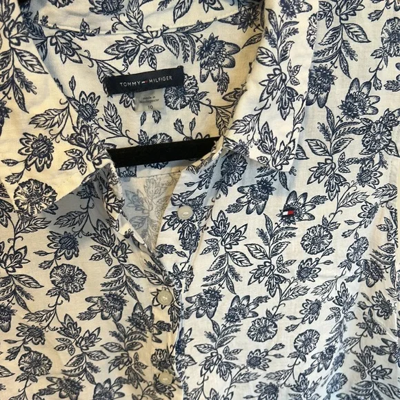 Blue and white linen toile dress - Picture 2 of 4